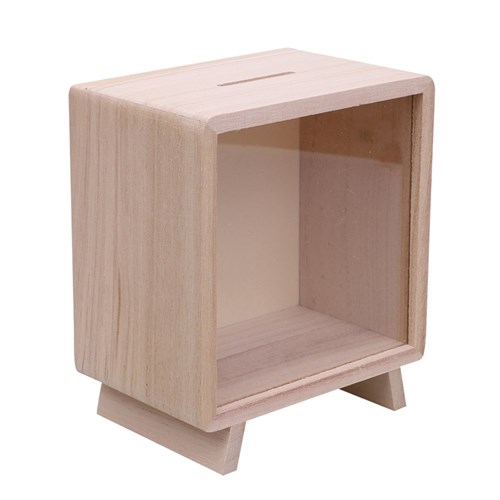 Wooden Money Box with Clear Window - Each