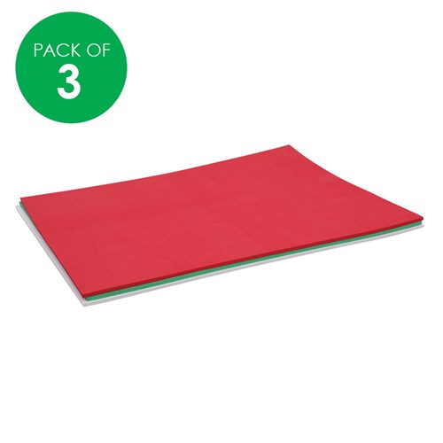 Foam Sheets - Christmas Colours - A4 - Pack of 3