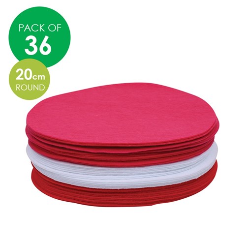 Felt Circles - Red White Pink - 20cm - Pack of 36