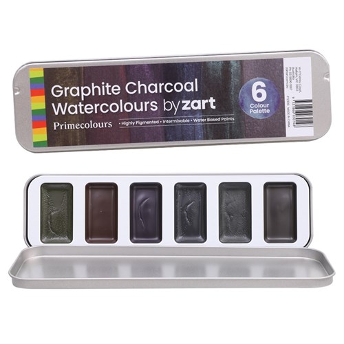 Graphite Charcoal Watercolour Palette - 6 Well