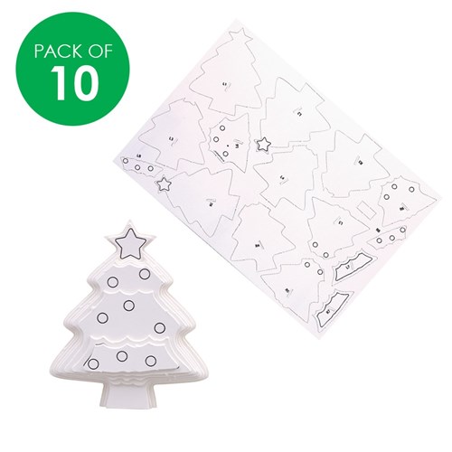3D Cardboard Puzzles - Christmas Tree - Pack of 10