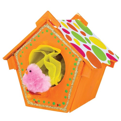 Orange Easter 3D Wooden Chick House