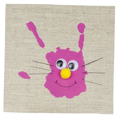 Hand Print Easter Bunny Canvas Panel Artwork