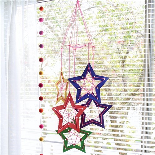 Cardboard Weaving Stars Mobile