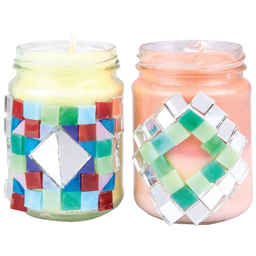 Mosaic Jar Candles Plastic, Porcelain & Glass CleverPatch Art