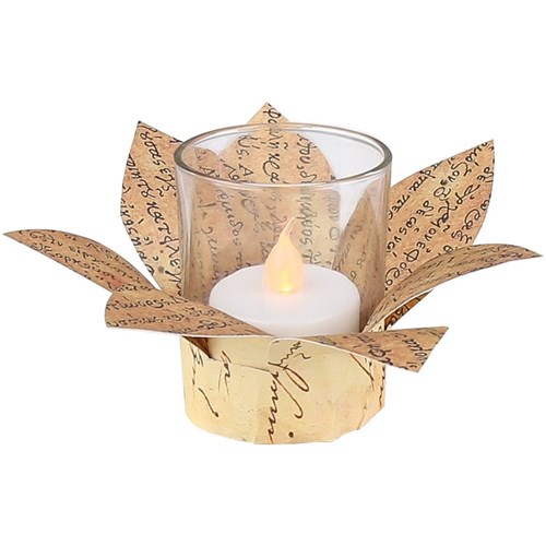 Book Page Flower Glass Tealight Holder