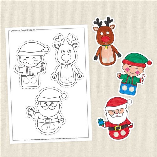 Santa, Reindeer, Elf Christmas Finger Puppets