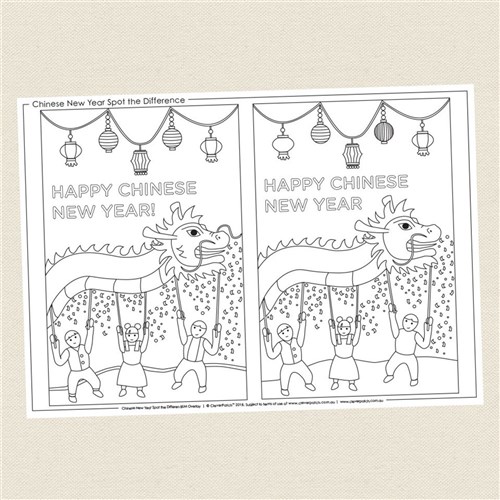 Chinese New Year Spot the Difference and Colouring Sheet