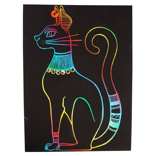 Egyptian Cat Scratch Board Art